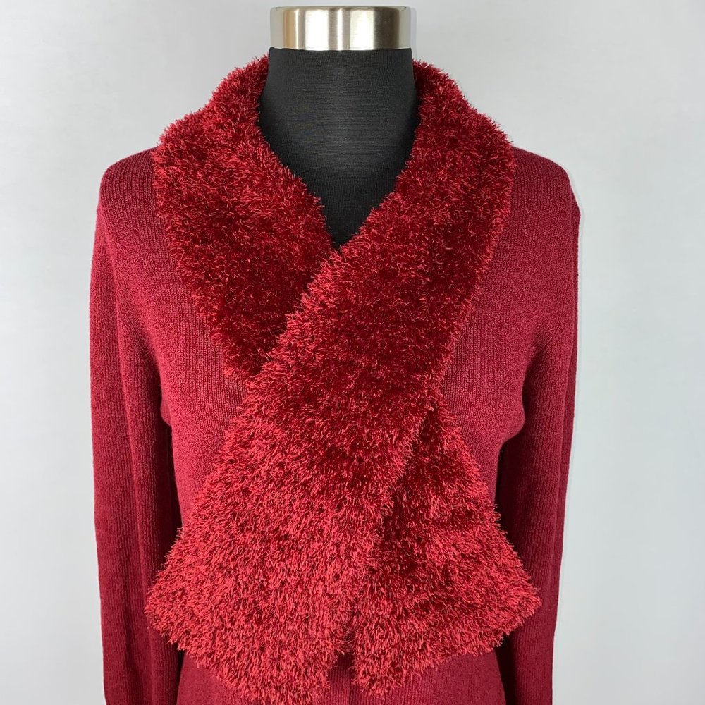 Max Studio Red Button Down Sweater M - image 2